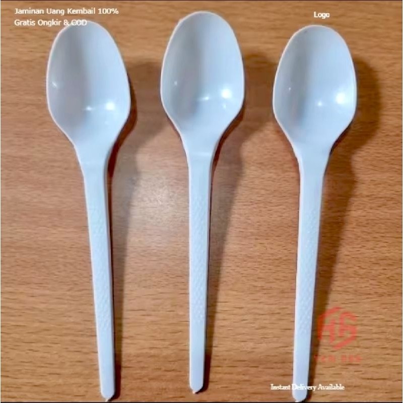 [ISI 25 PCS] Sendok Makan Plastik Panjang Putih Susu Food Grade , Sendok Plastik Makan Panjang Putih