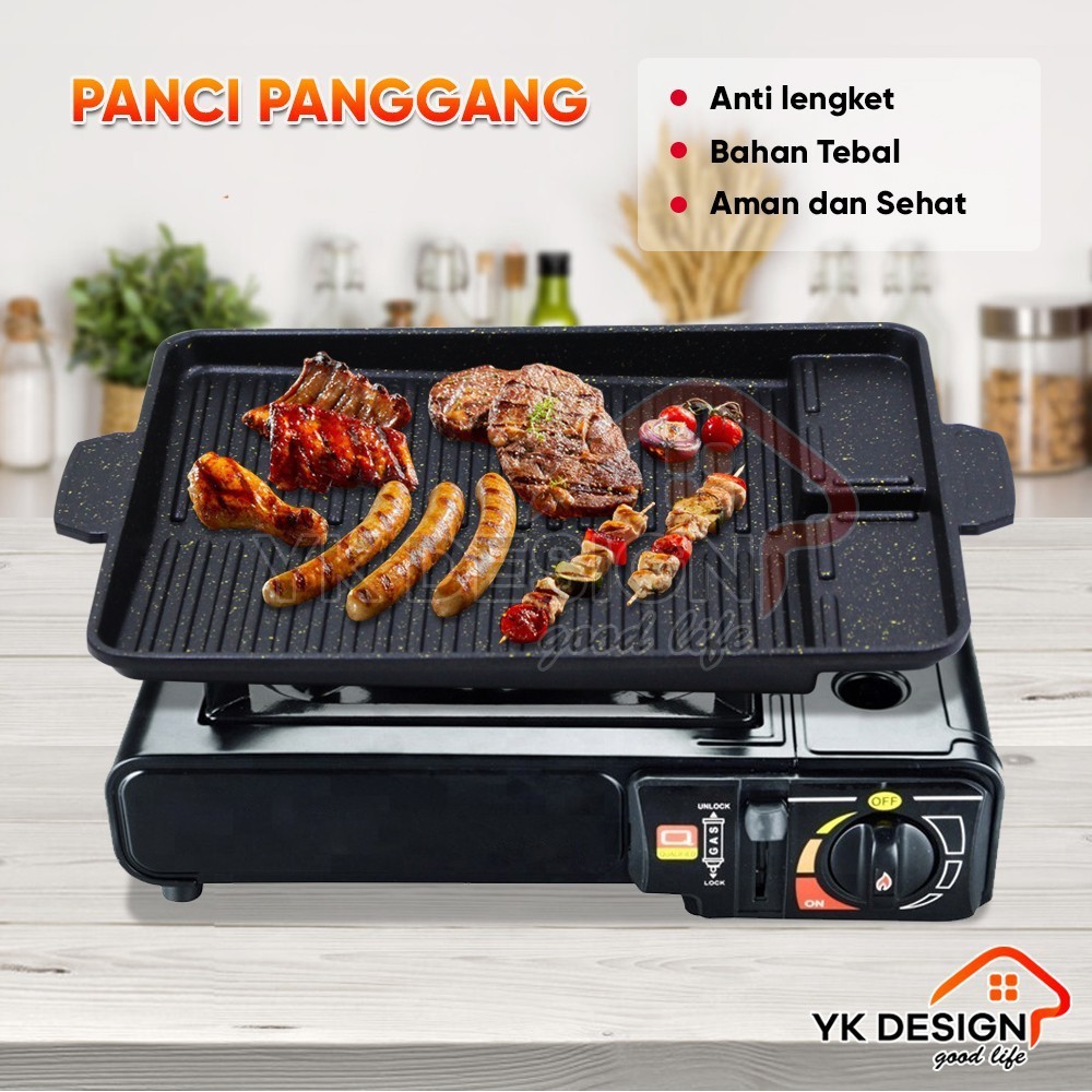 XLOTFASHOP YK DESIGN Tempat Pemanggang Daging / Alat Panggang Daging / alat pemanggang BBQ Grill Pan