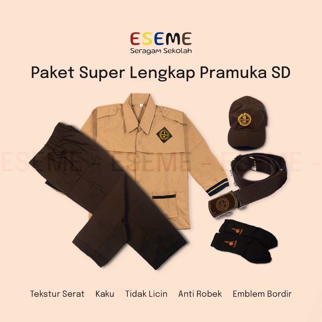 azamtea2STORESetelan Super Lengkap Pramuka Siaga Seragam Sekolah SD Laki laki Baju Panjang Celana Pa