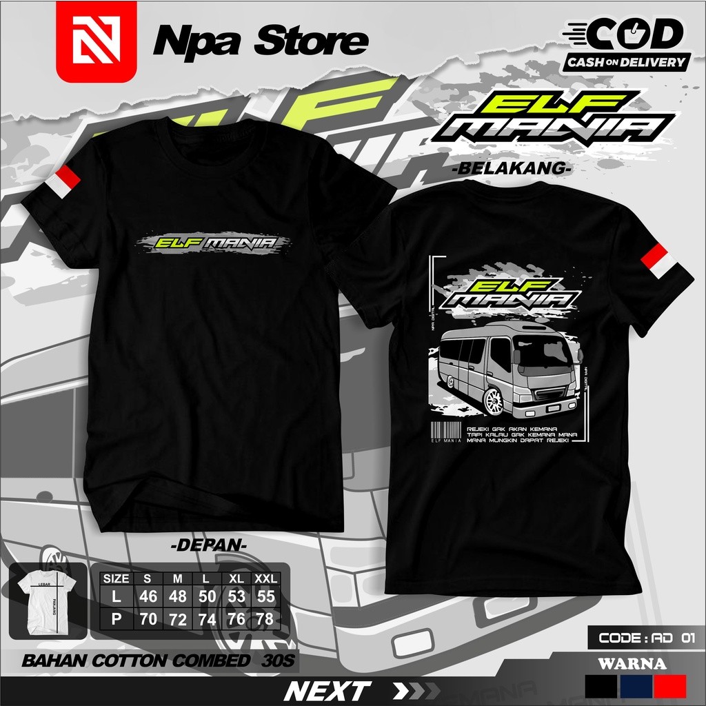 T-SHIRT/KAOS ELF MANIA KAOS ELF MANIA INDONESIA UNISEX SIMPLE MURAH KEREN