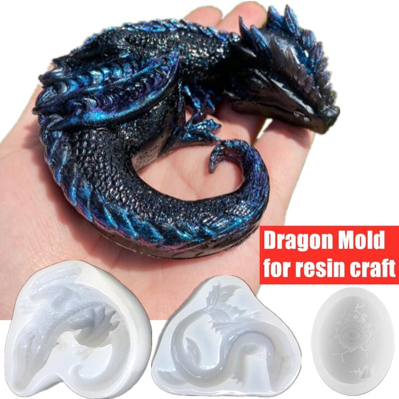 

3 Styles Mirror Sleepy Dragon Dinosaur Sea Dragon Egg Silicone Mold for Resin Crafts DIY Epoxy Resin Molds Silicone Decoration
