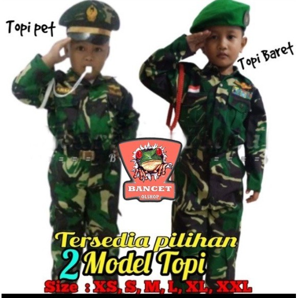 Terlaris ✨ -SERAGAM SETELAN TNI AD ANAK ANAK - Loreng Baret S