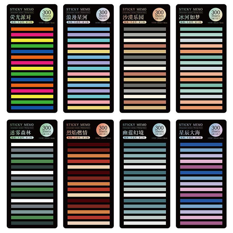 

300 Sheets Rainbow Color Index Memo Pad Thin Sticky Fluorescent Transparent Note Index Stickers Adhesive Label School Supplies