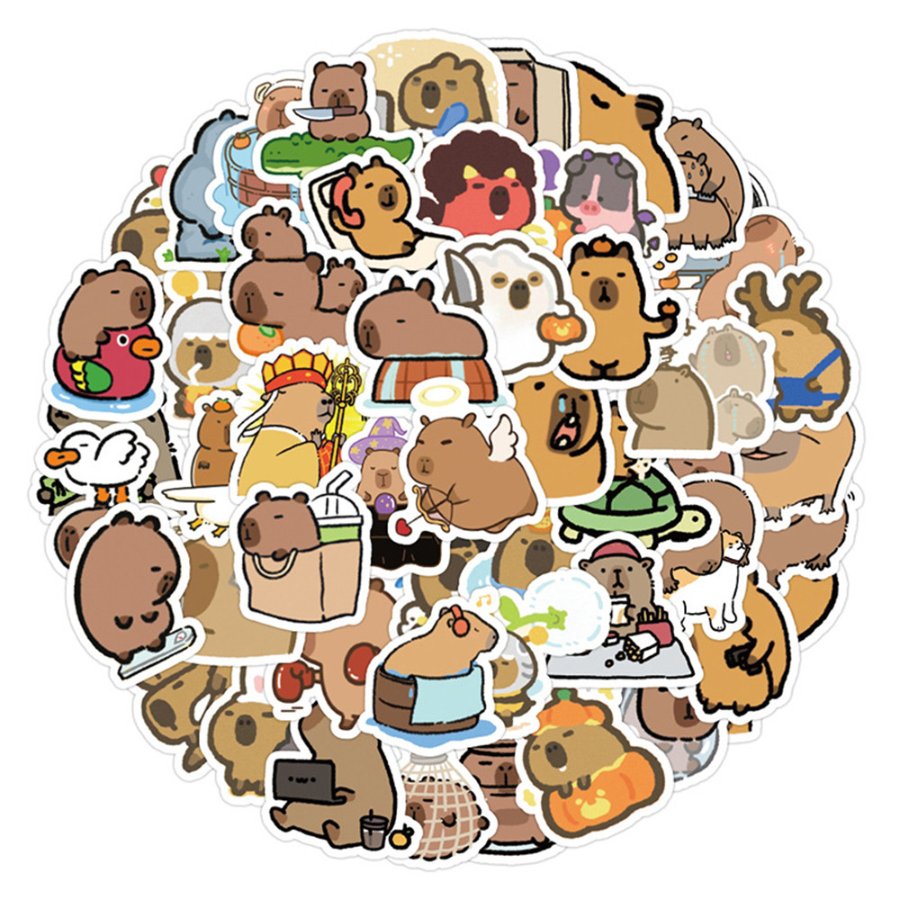 

10/30/50/100pcs Funny Cartoon Capybara Stickers Kawaii Anime Decal Laptop Skateboard Bike Stationery Animal Sticker Kids Toys