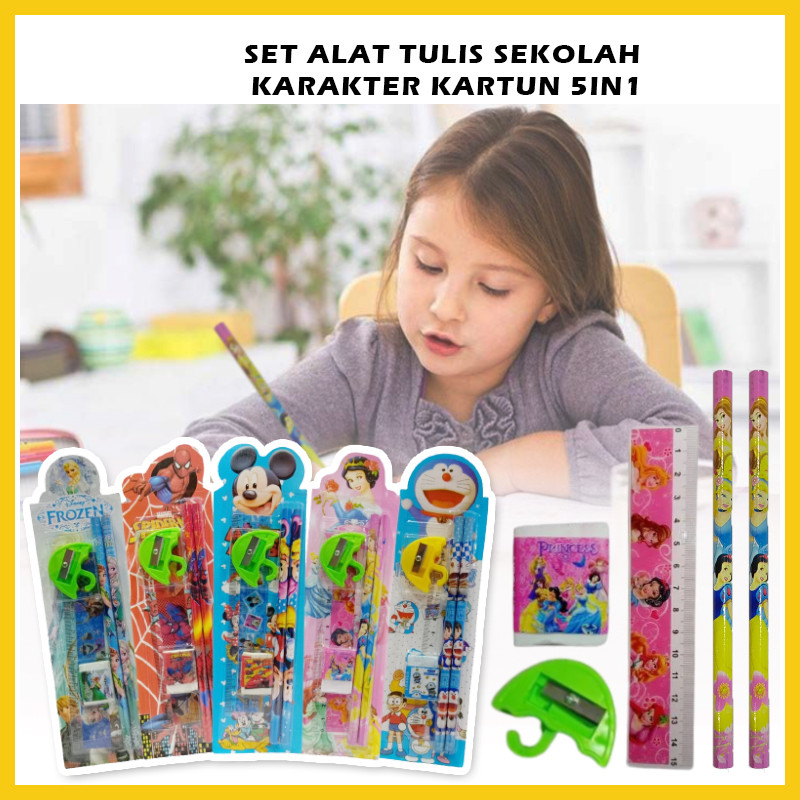 

Alat Tulis Karakter Set 5In1 / Paket Lengkap Pensil Penghapus Rautan Penggaris Bergambar Kartun / Mini Stationery Set Character ATK Peralatan Menulis Anak Sekolah 5 In 1 Souvenir Hadiah kado Motif Lucu Unik - YASMINE SHOP21