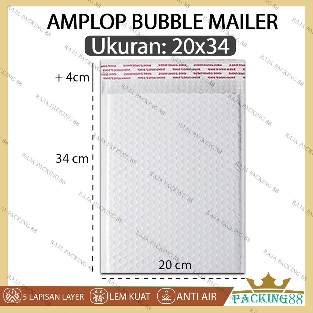 

Kantong Plastik Packing Bubble Mailer 20X34 Amplop Polymailer 5 Lapis Putih WHITE Bungkus Paket Usaha Online Shop Premium