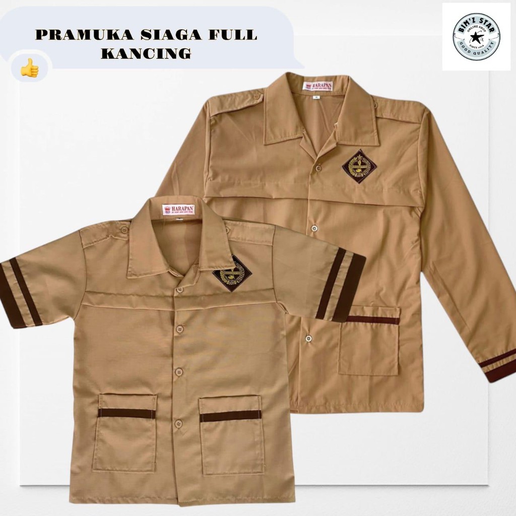 Seragam Sekolah SD Atasan Pramuka Lengan Panjang Siaga Full Kancing BAJU SERAGAM PRAMUKA SD LENGAN P