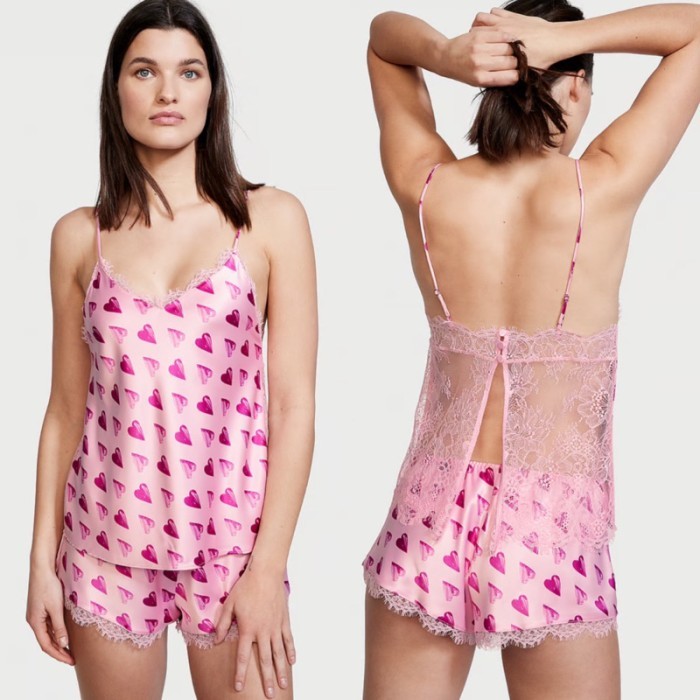 Victoria Secret Flyaway Lace Satin Silk Cami Pajamas Tanktop VS Tank - Unicorn Purple, L