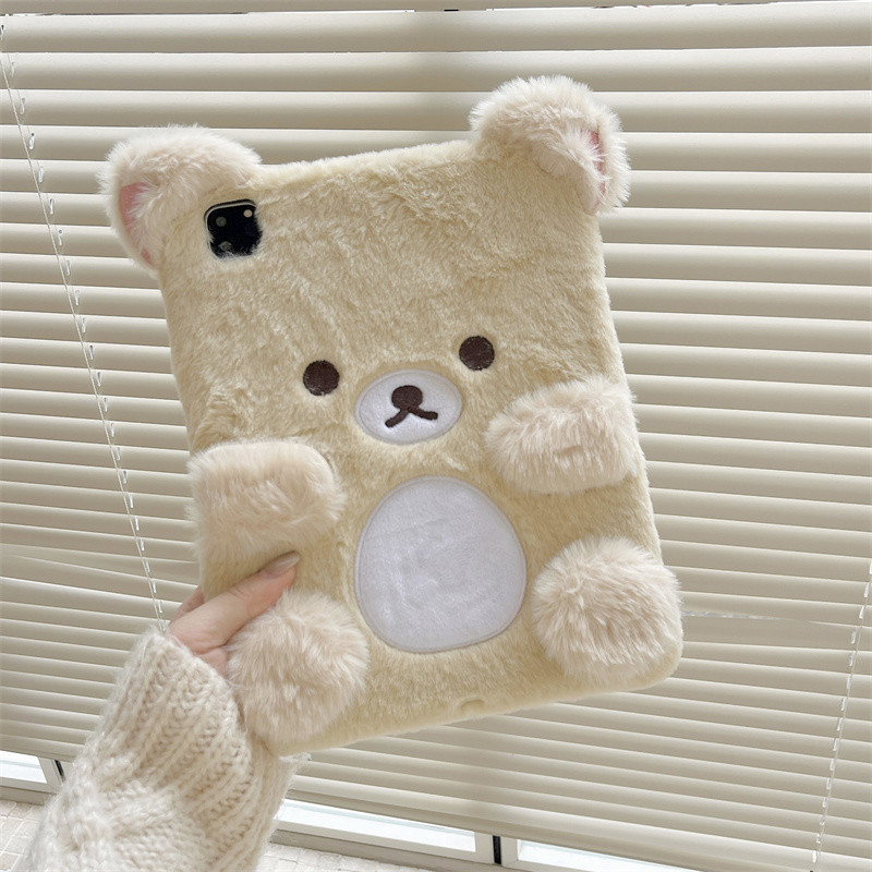 

Fluffy Fuzzy Plush Fur Case Tablet For Apple ipad 10.9 Air6 Pro11 2024 Cute Bear 10.2 10.5 12.9 inch Air 4 5 Mini 6 7th 8th 9th