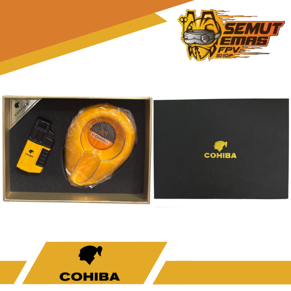 COHIBA Cigar Lighter Korek Cerutu dengan Asbak GIft Set