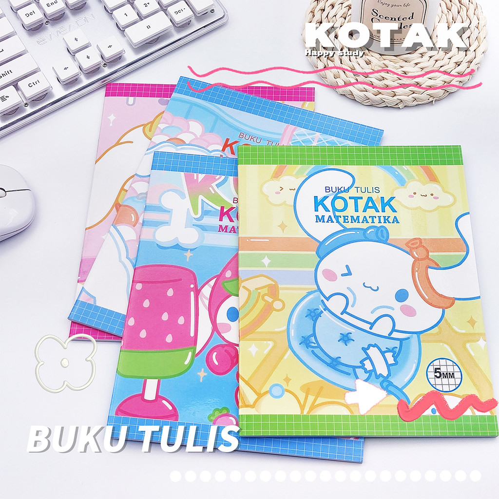 

160*210mm Notebook Diary Agenda Buku Catatan 38 Lembar Lucu Motif Kartun Spiral Notebook Perlengkapan Sekolah 5mm Grid Line Anak Anjing Pola 5/10PCS