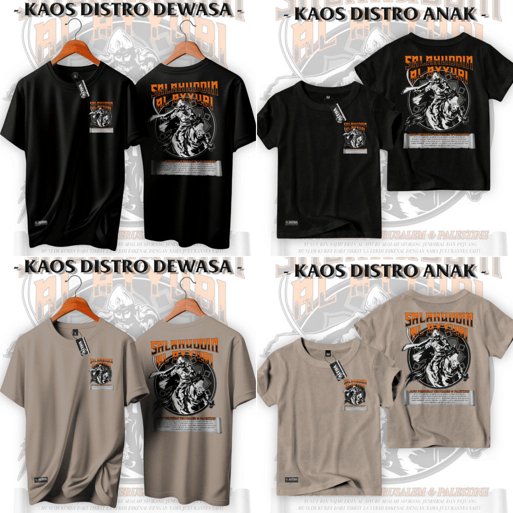 Kaos Distro Couple Keluarga Altha Islami Salahuddin Al-Ayyubi - Baju Atasan Couple Dewasa & Anak