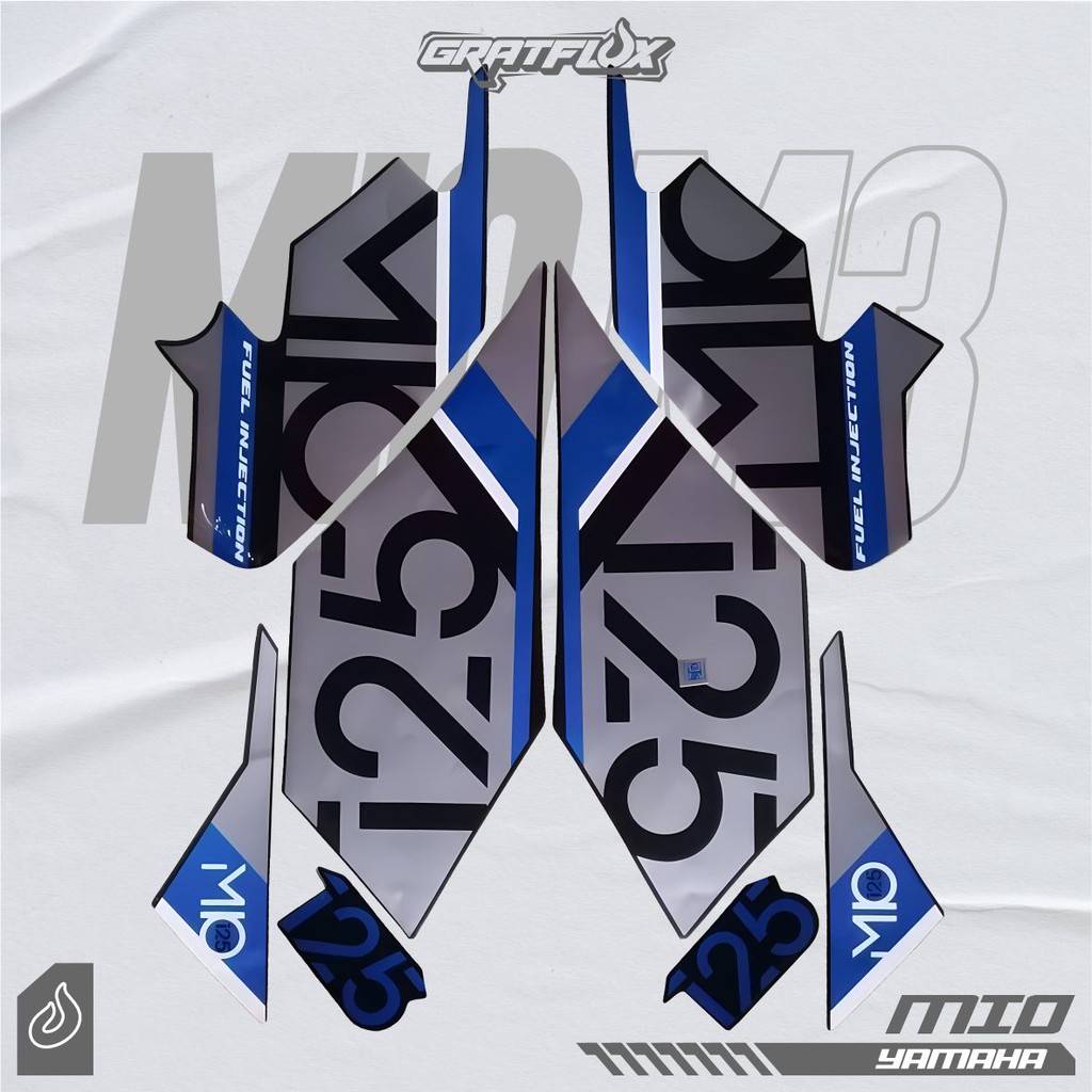 Striping Stiker Motor YAMAHA Mio M3 2017 biru body full hitam standar berkualitas