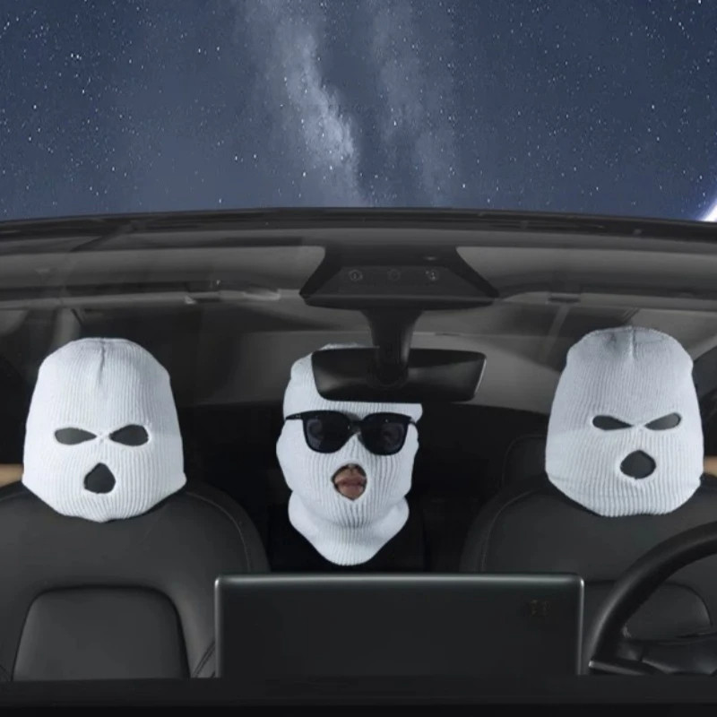 READY Penutup Kepala Kursi Mobil Penutup Kepala Rajutan Pribadi Topi Topeng Pria Bertopeng Lucu