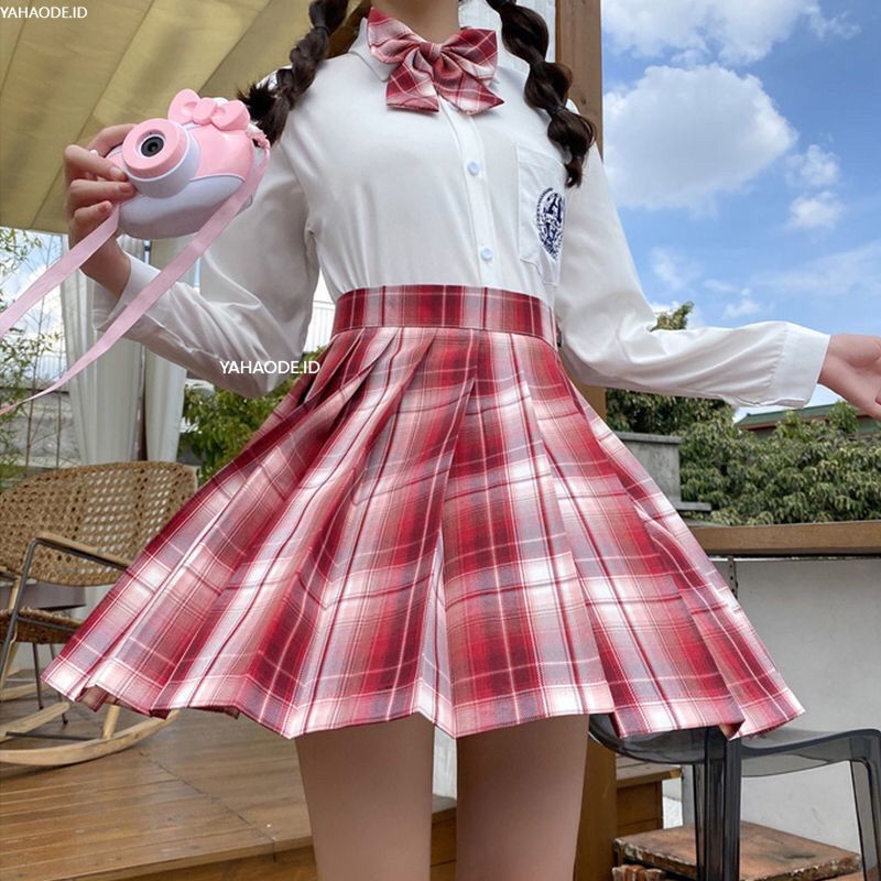 YAHAO-Rok Kotak-kotak Seragam Jk Rok Lipit Rok Pendek Sekolah Cewek Seksi Kampus