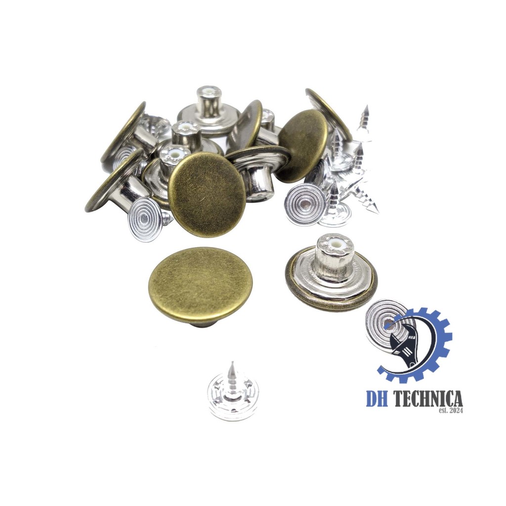 (12 SET) Kancing Jeans Polos 17 Mm Model Paten Bahan Besi