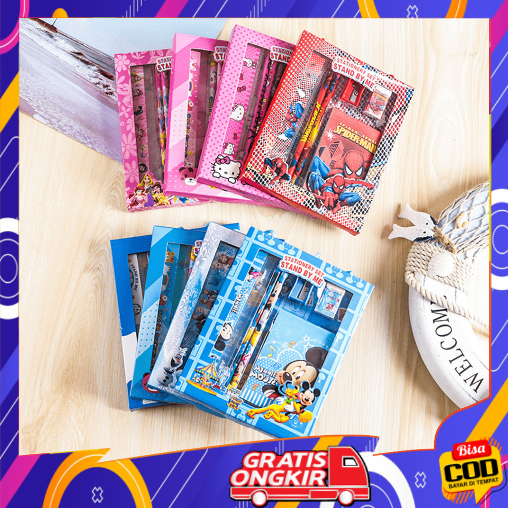 

COD Alat Tulis Set 6 in1 Karakter / Stationery Notebook Pen / Paket Buku & Alat Tulis STY04