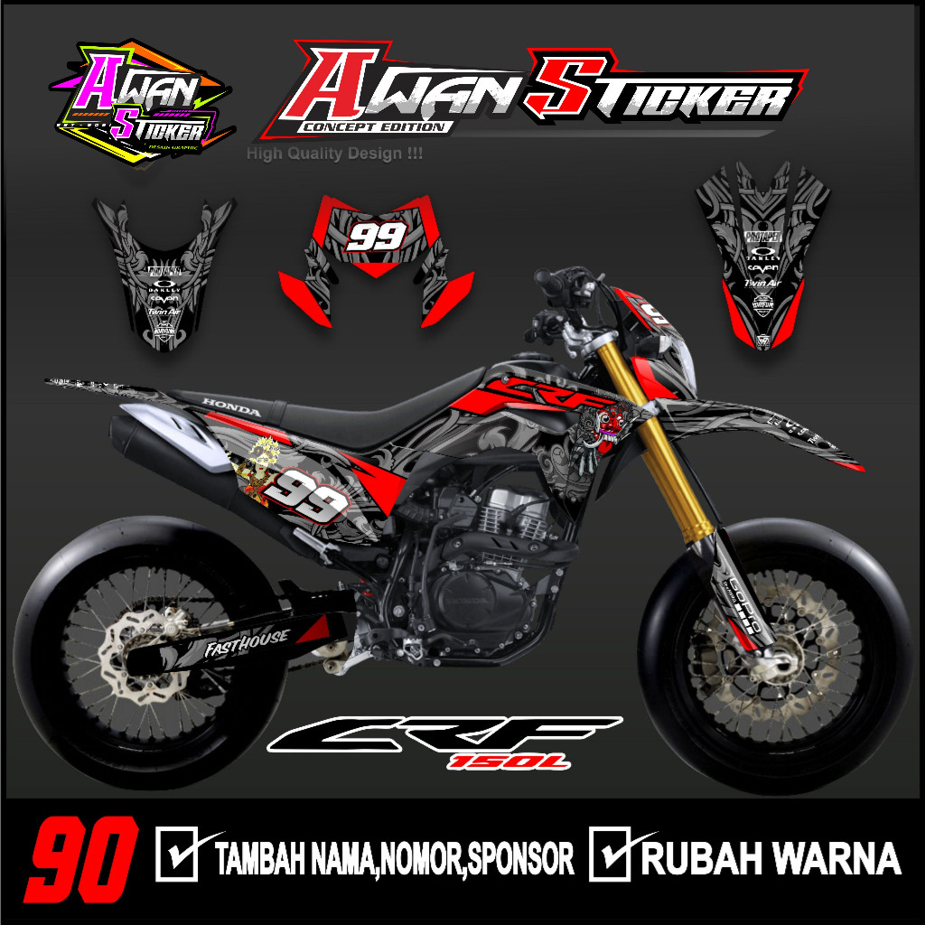 Sticker decal crf 150 l full body desain minimalis aksesoris honda  Fullbody Dekal CRF 150 L Trail S