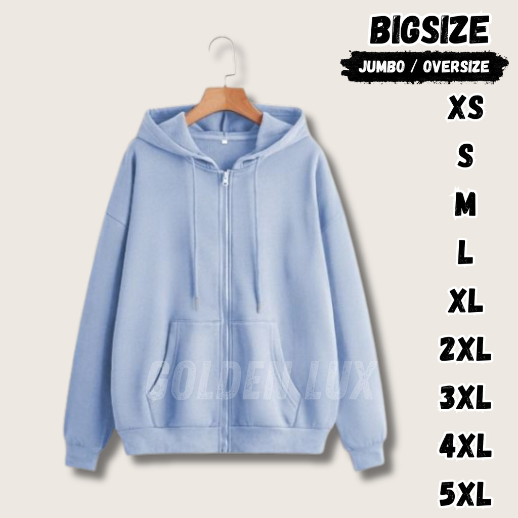 Jaket Hoodie Zipper Pria Wanita Keren Distro Tebal Jumbo Bigsize XXXXXL 4XL XXXL 2XL XL L M Kekinian