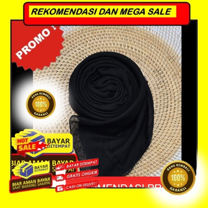 Rekomendasi Hijab Segi Empat Paris Premium Polos / Kerudung Segi Empat Paris - Hitam Promo Terlaris