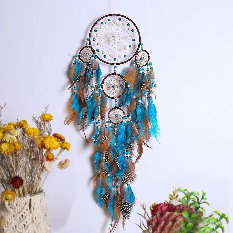 

Handmade Indian Dream Catcher Rattan Bead Feathers Dream Catchers Wall Hanging Home Decoration Hanging Ornament Dreamcatchers