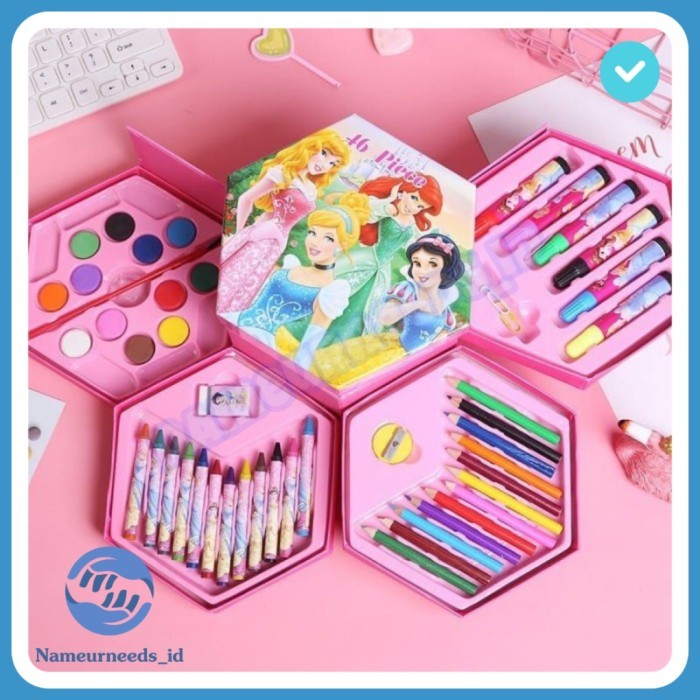 

[New Arrival] Crayon Set Isi 46 Pensil Warna Spidol Cat Air Alat Lukis - PrincesCrayon46