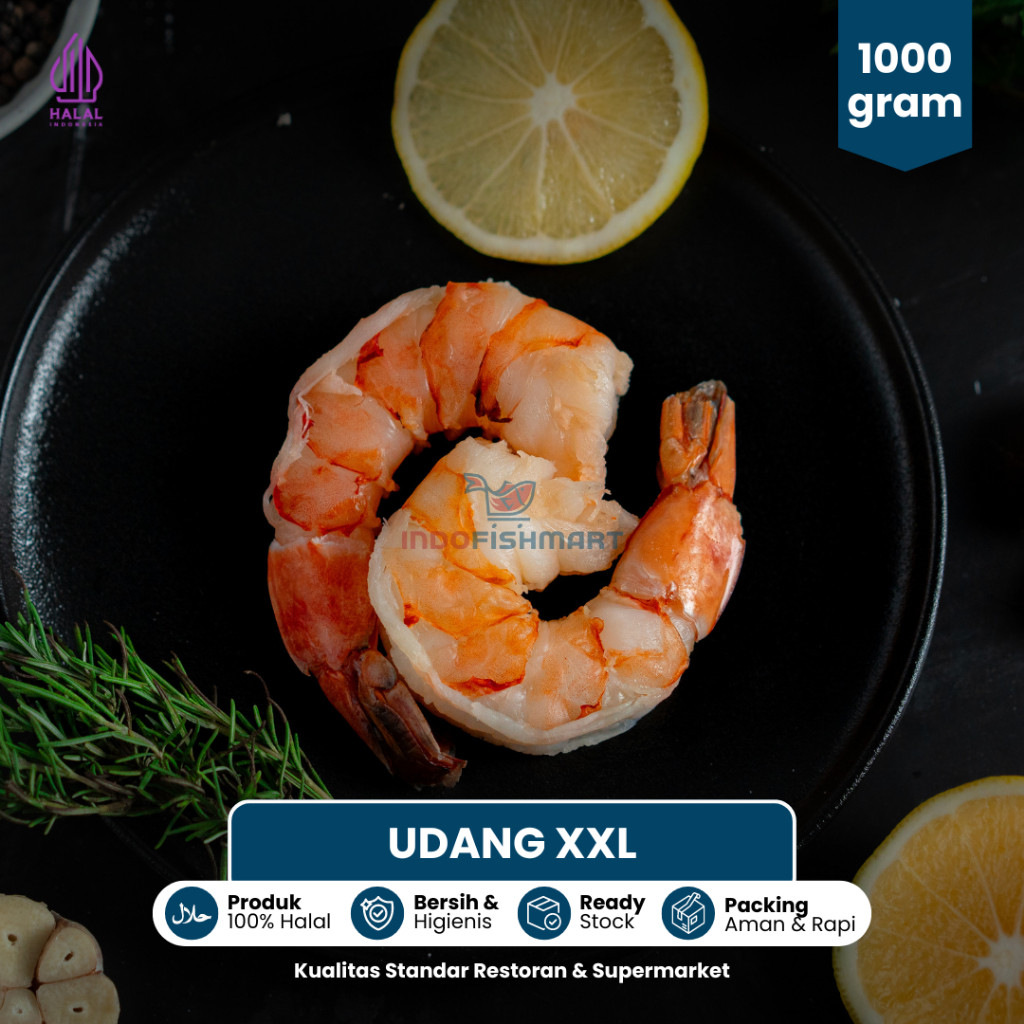 

Udang Vaname Kupas Bersih Size JUMBO XXL 1kg