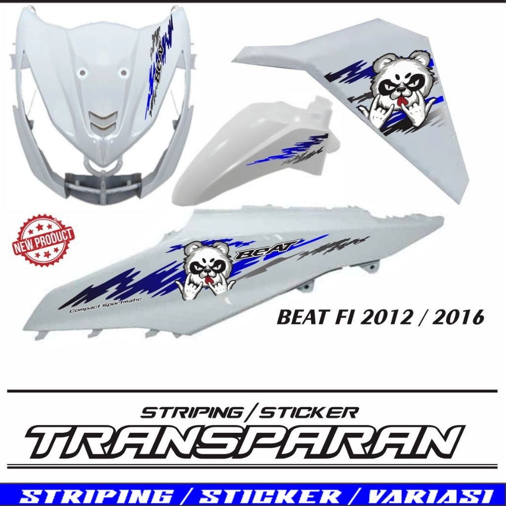 STIKER TRANSPARAN MOTIF PANDA BEAT FI SETIKER MOTOR
