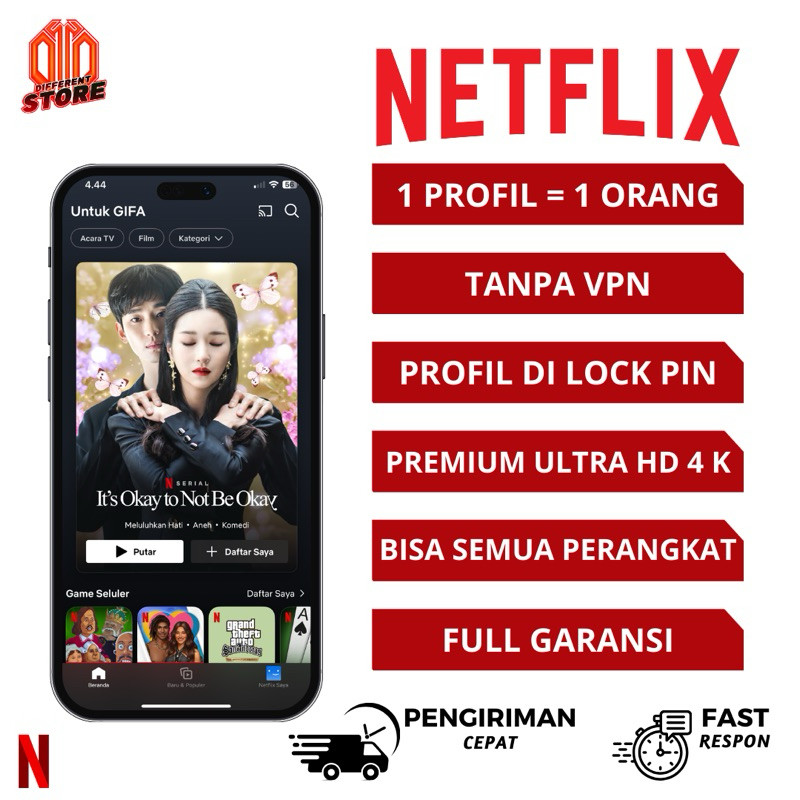 NETFLIX 4K/UHD 1 TAHUN FULL GARANSI SELAMA PEMAKAIAN