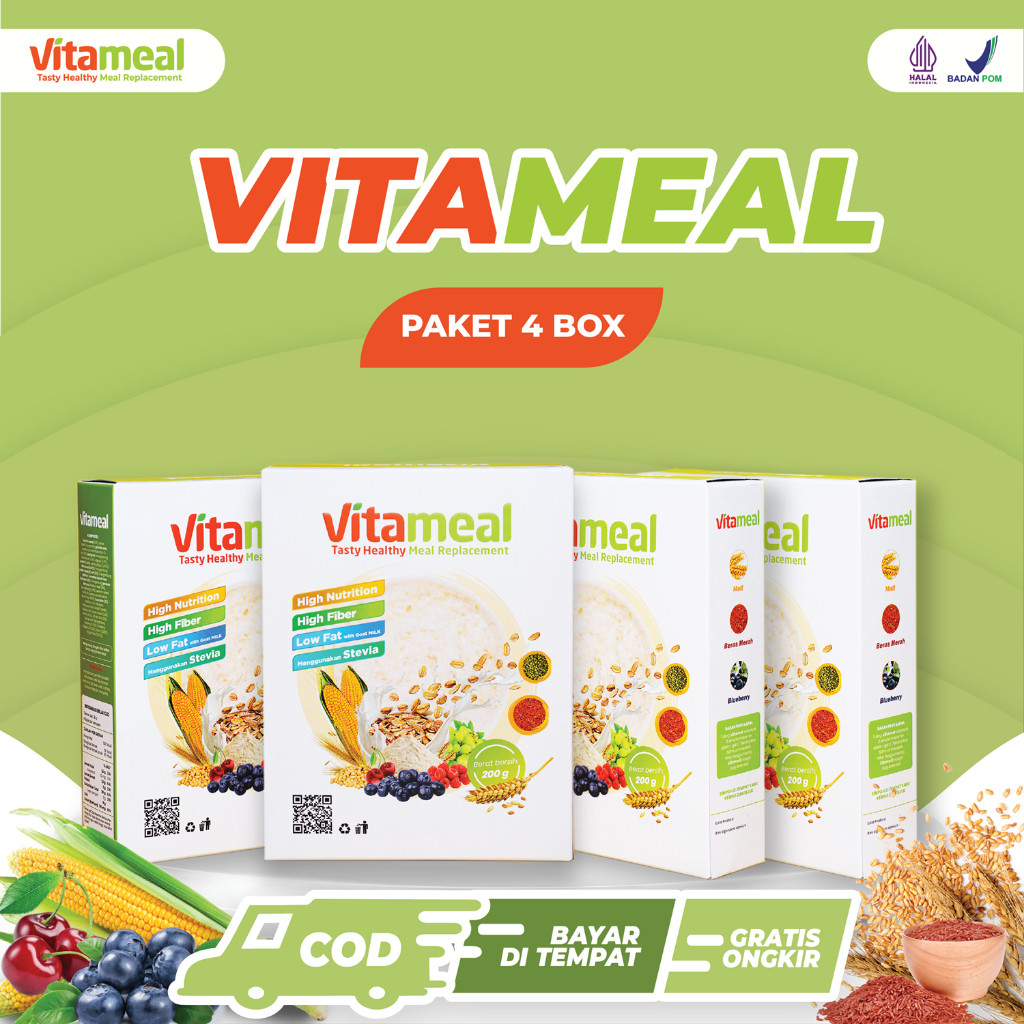 

VITAMEAL Paket 4 Box - Sereal Diabetes Multigrain Ampuh Menurunkan Gula Darah Tinggi Mencegah Diabetes Kolesterol Herbal Alami Tanpa Efek Samping