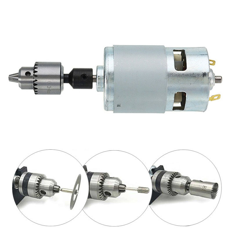 

775 DC Motor Miniature Hand Drill Chuck Rod 12V 12000RPM Lathe Press Mounting Bracket for Milling Cutting Drilling Machine