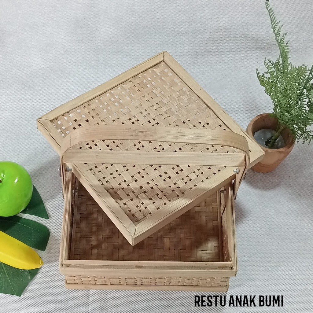 (A068) Rantang Kotak Susun 1 20cm 25cm | Hampers serbaguna | Hampers Makanan | Seserahan Unik | hand