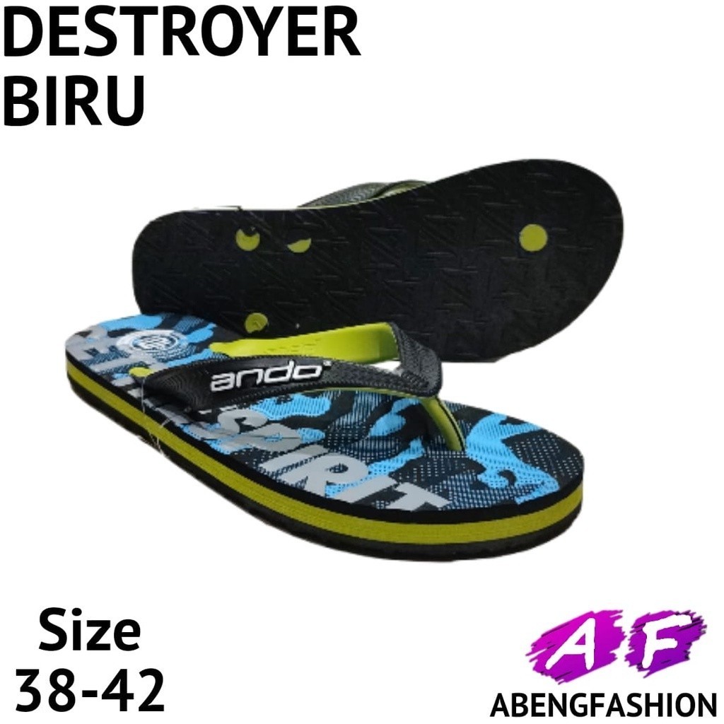 ANDO DESTROYER Sandal Jepit Pria Karet Ukuran 38-42