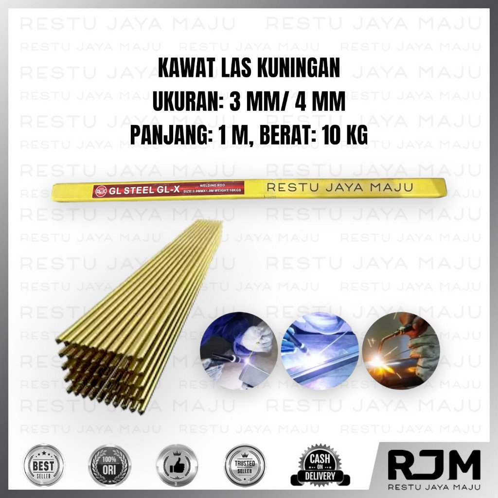 PROMO ONGKIR [20 kg]  GLSTEEL GL-X Kawat Las Kuningan 10kg 3 4 mm Panjang 1 meter Welding Rod rj
