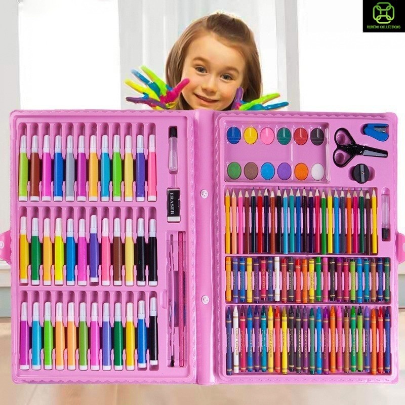 Crayon Anak Set Koper 150 in 1 Crayon Mewarnai dan Melukis Lengkap dengan Cat Air - Hangyan