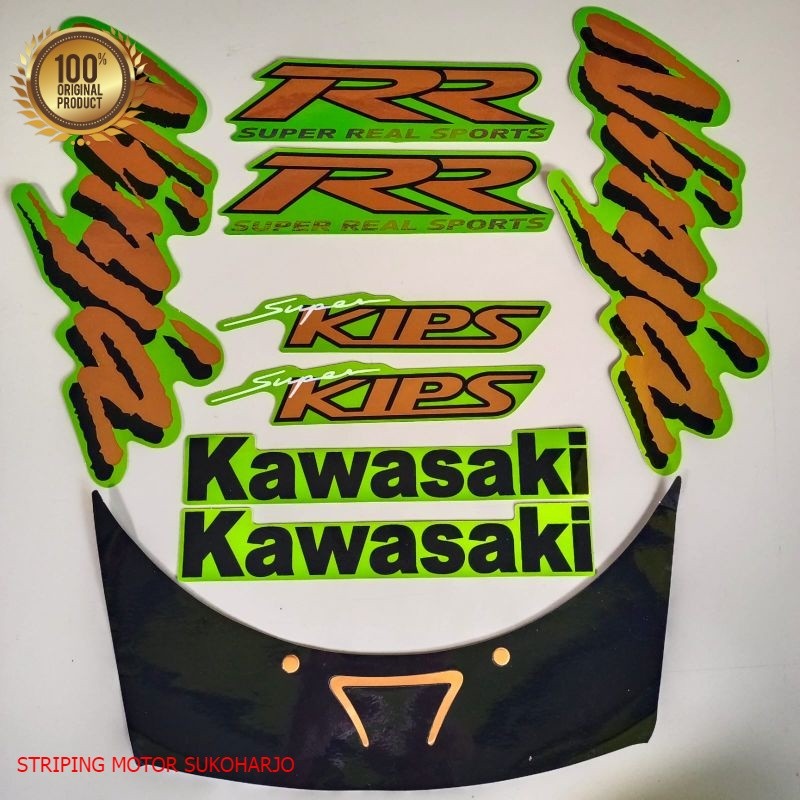 (ORI) striping kawasaki ninja rr old 2007 2008 hijau stiker motor list body kualitas original