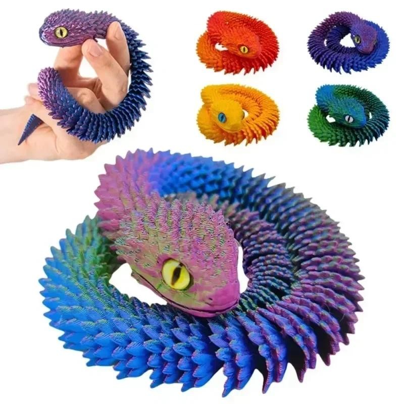 

New 3D Printed Snake Home Desk Ornament Rotatable Office Realistic Snake Statue Table Decoration Landscape Figurines Accessorie