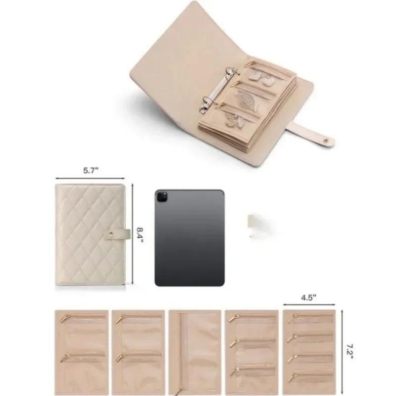

Luxury Leather Portable Jewelry Storage Book Loose-Leaf Jewellery Large Capacity Storage Bag Earrings Necklace Jewellery Binder