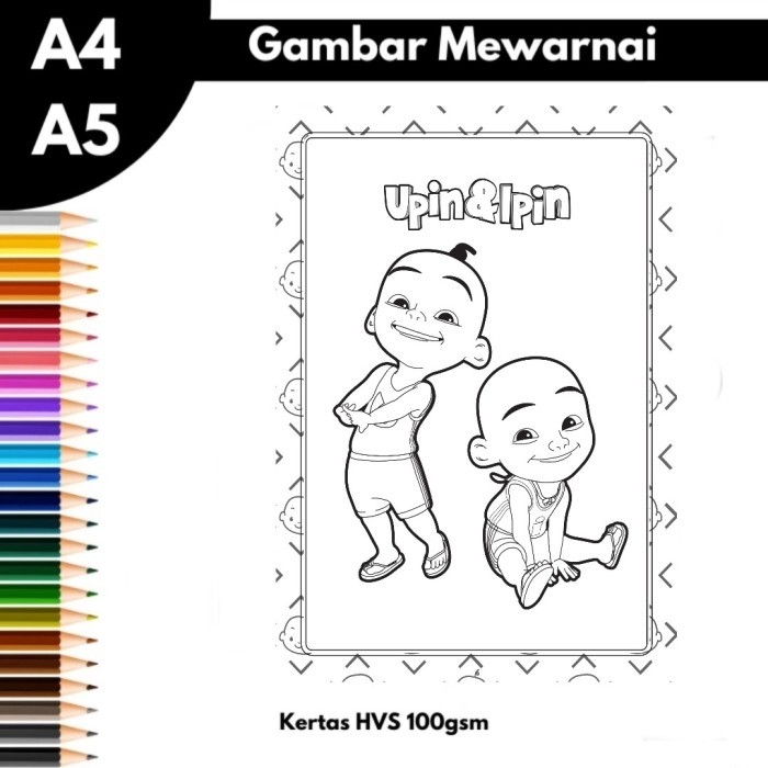 10 lembar kertas mewarnai, GAMBAR MEWARNAI tema upin ipin