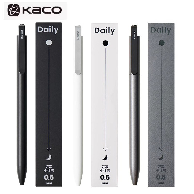 

KACO Gel Pens Press Signature Pen Stationery Metal Pen Clip 0.5mm Black Ink Quicking Drying Large Capacity 800M Smooth Writing