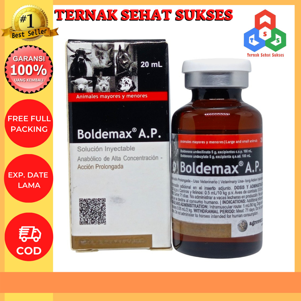 BOLDEMAX AP 20 ml - Obat Penggemuk Sapi Kambing Kuda Anjing Kucing Kelinci Hewan Babi Ayam TSS1