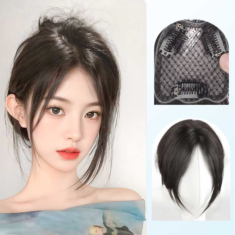 Wig Depan Rambut Asli Super Tipis - Tambah Volume & Tutup Uban, Bisa Catok & Cat Rambut
