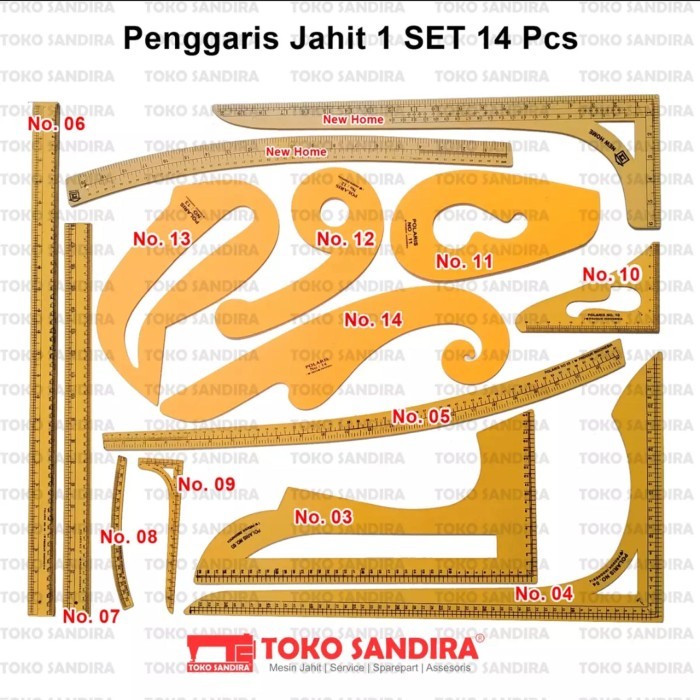 

Penggaris Pola Jahit Set isi 14/Penggaris komplit/penggaris 1 set 3004