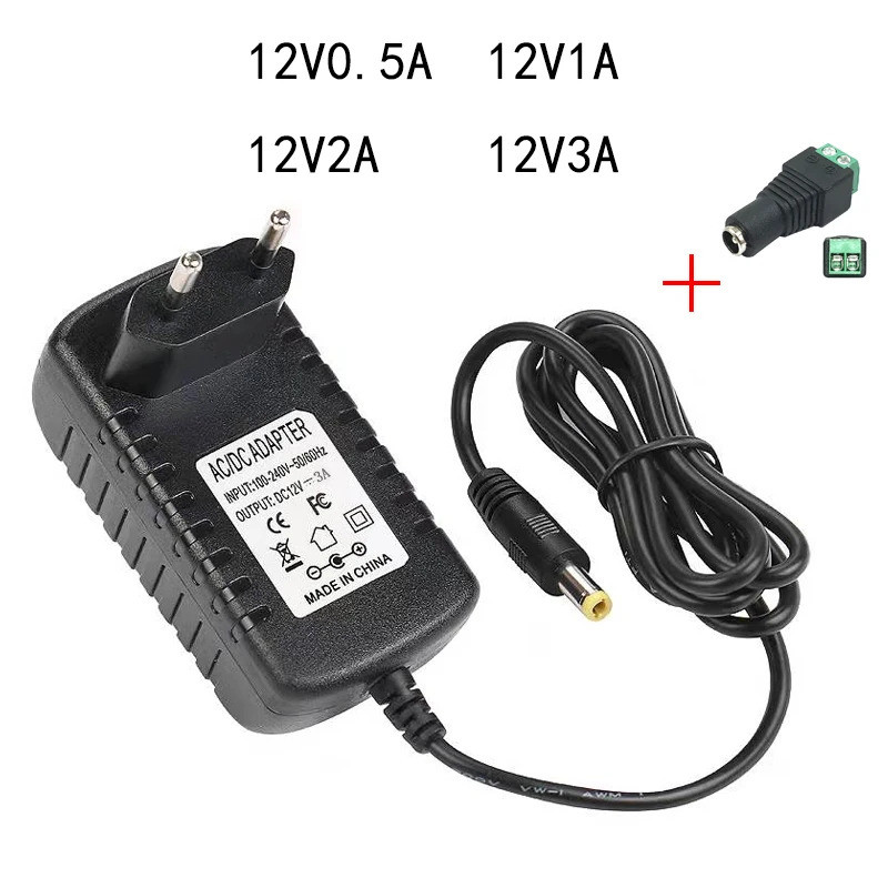 Adaptor Catu Daya AC DC 12 Volt 0 5A 1A 2A 3A 110V 220V ke 12V 1A 2A 3A Adaptor Catu Daya Plug EU US