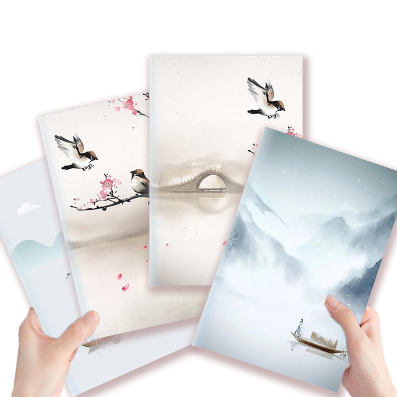 

A5 Notebook Chinese Style Chinoiserie Note Book Dairy Vintage Retro China Landscape Tree Bird Ink Painting Cover Agendas Decor