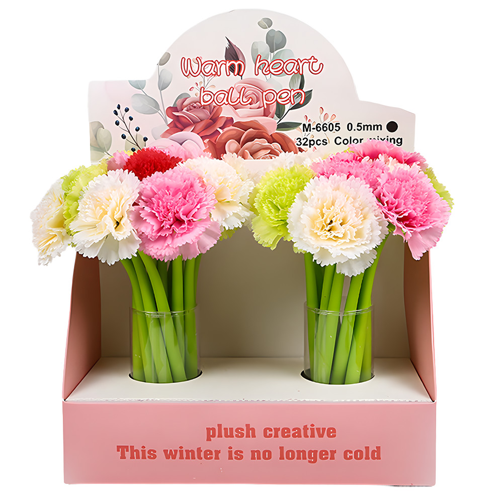 

Cool Cute Kawaii Carnation Flower Writing Gel Ink Pen Novelty Funny Fancy Draw School Office Journal Supply Aesthetic Stationery