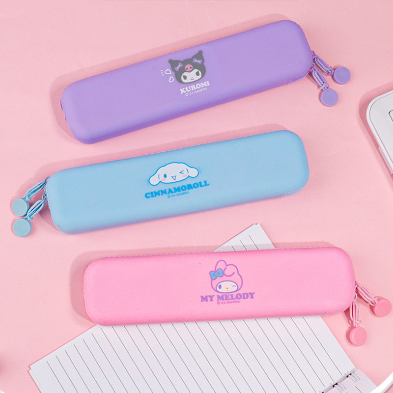 

Cute Cartoon Kuromi Mymelody Silicone Pencil Case Cinnamoroll Anime Pencil Case Student Desktop Storage Stationery Bag Gifts