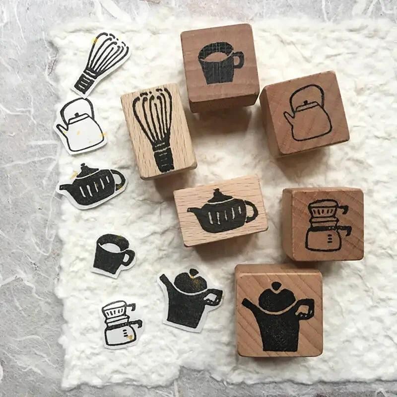 

Mini Stamp Scrapbooking 6 Little Japanese Tea Party Scrapbook DIY Wooden Stamps