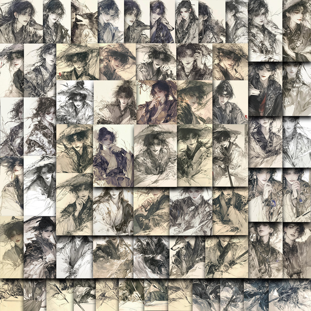 

64PCS Antique Handsome Guy Stickers Cartoon Waterproof Phone Scrapbook Notebook Laptop Stationary Luggage Skateboard Decal ﻿