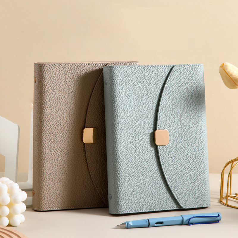 

Loose-Leaf A5 Notebook,3-Fold Business Soft Leather Cover,Removable Metal Clip,100 Sheets/Book,Office Study Stationery CS-92